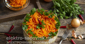 салат из моркови по-корейски с курицей копченой и кукурузой